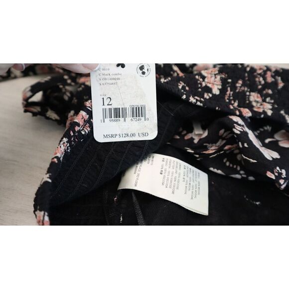 Free People OB1406046 0010 Women's Sz 12 Black Combo Floral Crop Top $128 - Picture 7 of 9